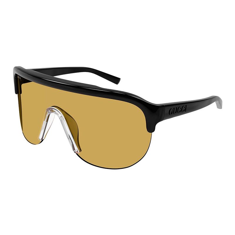Gucci Sunglasses Shield Semi Rim, Black Frame And Orange Lens Gg1645s005